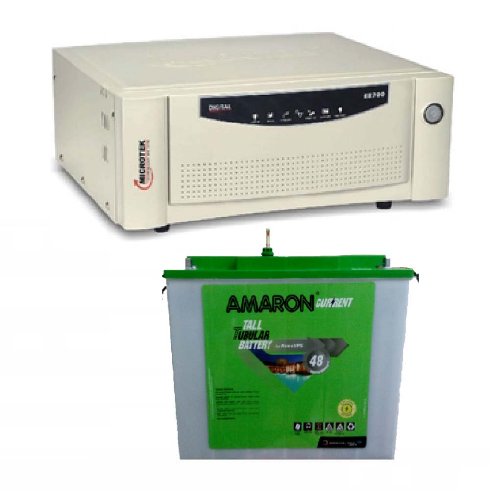 Microtek SEBz 900VA Pure Sine Wave Inverter and Amaron AAM-CR-CRTT150 150AH Tall Tubular Battery